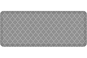 GelPro Anti-Fatigue Designer Comfort Kitchen Floor Mat, 20x48, Trellis Grey Stain Resistant Surface with 3/4” Thick Ergo-Foam Core for Health and Wellness