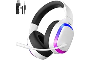 KAPEYDESI Gaming Headset, 2.4Ghz Wireless Gaming Headset for PS5, PS4, PC, Mac, Bluetooth 5.4 Gaming Headphones with Noise Canceling Mic, 70H Battery, Surround Sound, Lay-Flat & Foldable - RGB