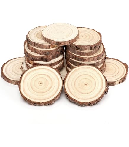 4 Holzscheiben 17-18 Cm - Naturbelassen, Rund, Für DIY, Deko, Untersetzer, Hochzeit