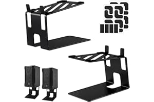 Faankiton Desktop Speaker Stands, Thickened Desk Audio Stands, Support up to 20kg Each, Carbon Steel Speaker Stand, Heavy Duty Metal Speaker Riser with Anti-Vibration Pads, 5°Tilt for Optimal Sound（A）