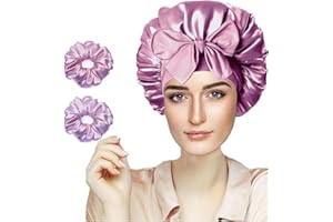 FZHGVML Seidenhaube zum Schlafen Set, Doppelseitige Silk Bonnet, Verstellbare Schlafhaube Satin Bonnet Seide mit Breitem Elastikband, Superweiche Satin Haarhaube für die Nacht
