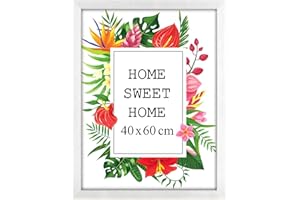 MG Design Cadre photo en bois 40 x 60 cm blanc avec verre acrylique - idéal pour suspendre ou poser, parfait pour mettre en valeur vos photos, affiches ou puzzles dans votre intérieur avec élégance