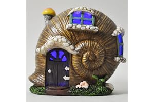 FIESTA STUDIOS Fairy Garden UK Snail Shell House Mystical Garden Indoor LED Light Decor - Battery Operated Elf Pixie Home H10cm