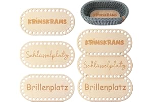 Hongma 6 Stück Korbboden zum Häkeln Set Holzboden für Häkelkorb Holzbasis für Aufbewahrungsbox DIY (Ohne Kabel oder Werkzeug)