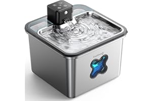 FEELNEEDY Fontanella per Gatti senza Fili, 3.2L Fontana per Gatti Acciaio Inox con Sensore di Movimento, Lavabile in Lavastoviglie, Visualizzazione del Filtro, 4000 mAh Batteria