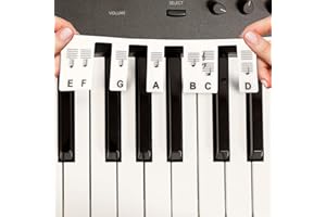 BUBUNY Piano Notes Guide for Beginner, 88/61 Keys Removable Piano Keyboard Note Labels, Piano Stickers for Beginners, Reusable Silicone Piano Keyboard Labels for Kids with Storage Box (Black & White)