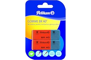 Pelikan Gomme da Cancellare BR40, Gomma Bianca per Matita, Pastelli, Inchiostro e Penne a Sfera, Adatta per Disegno Tecnico Artistico e Uso Scolastico, Confezione da 2 Pezzi