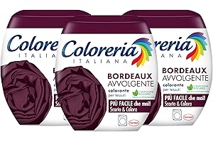 Coloreria Italiana Colorante Tessuti e Vestiti in Lavatrice, Bordeaux Avvolgente, 3 Confezioni da 350g