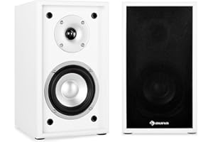 auna - Linie 300 SF-WH, Regallautsprecher, Lautsprecher-Boxen, HiFi-Boxen, Lautsprecher-Paar, 2-Wege-System, 13cm (5") Tieftöner, 76 Watt max, 8 Ohm, passiv, weiß
