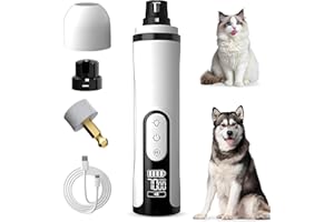 NATWO Silent Groom Pro Nail Grinder Cordless, 3 Speed Dog Nail Grinders, Silent Groom Pro Dog Nails with Led Lights, 2000mAh USB Rechargeable Dog Nail Trimmer for Thick Nails (1pc+2 Heads)