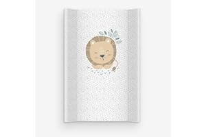REGALIK Matelas à langer 70x47 cm blanc avec lion – lavable & doux, bords profilés pour plus de sécurité – coussin à langer pour table à langer – matelas de change bébé confortable
