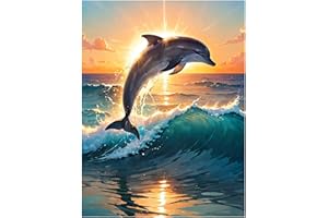 Mafenr Art Dauphin Diamond Painting Adulte, Dauphin Peinture Diamant Adulte, Diamond Painting Kits Idéale pour Cadeau et Décoration 30x40cm