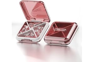 DSYSC Pill Box, Moistureproof Small Pill Box, Portable Pill Box Organiser for Travel, BPA Free Pill Case with 4 Large Compartmensts to Hold Vitamins, Pill Holder (Transparent Red)