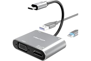 N NEWTOP Adattatore 4in1 HUB AD29 da Type-C Maschio a Femmina USB C HDMI 4K HD 2K VGA USB 3.0 Cavo Carica PD OTG Convertitore Video Audio Dati per Notebook Smartphone Console Laptop