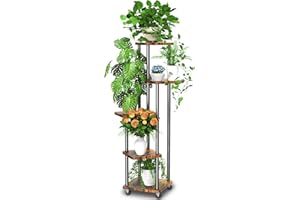 Accwork Soporte para Plantas de 5 Pisos, Soporte Plantas Interior y Exterior, Estanteria Plantas con Ruedas, Plant stand de Esquina para Balcón, Jardín, Salón, Decoración