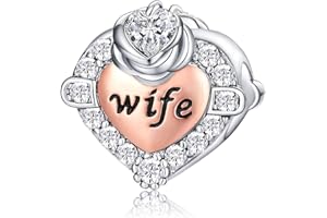 FOREVER QUEEN Kamień urodzinowy dla żony, charms, koralik do bransoletki, srebro wysokiej próby 925, miłość, serce, żona, charms, zawieszka do bransoletki, najlepszy prezent urodzinowy dla żony