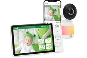 Leapfrog LF3917HD Smart WiFi Video Baby Monitor with Camera & Audio,Remote Camera Pan-Tilt-Zoom,7" HD 720p Display,110 Wide-angle view,Color Night Vision,Adaptive Touch Color Night Light,Two way talk