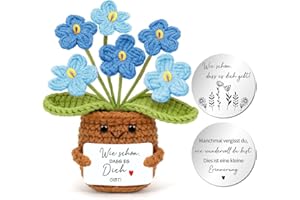 MorLuks Gehäkelte Blumen, Pocket Hug Deutsch mit Umarmung Glücksbringer, Gestrickte Blumenpuppe, Positive Blume, Mutmacher Geschenk für Freund Familie Kollegen Z16-2