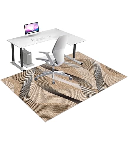 Tapis De Chaise Bureau Carré 120x120 Cm – Antidérapant, Silencieux, Design Montagnes Élégant – Protection Sol Parquet, Bois, Carrelage & Gaming