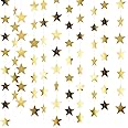 Patelai 130 Feet Golden Glitter Star Paper Garland Hanging Decoration for Wedding Birthday Christmas Festival Party (Set of A, Gold)