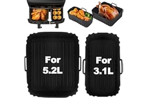 ACIHETY Air Fryer Liners Silicone Reusable for Tefal Easy Fry 5.2L/3.1L, Dual Air Fryer Inserts, Accessories for Lakeland 5L/3L, Tower T17099 5.2L/3.3L, Salter 5.5L/3.5L, NETTA 5.5L/3.5L