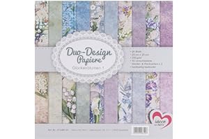 Ideen mit Herz - Carta dal disegno doppio | blocco con 20 fogli | carta decorativa per bricolage | 25 x 25 cm | 250 g/m² | stampata su entrambi i lati | ideale per scrapbooking (campanule 01)
