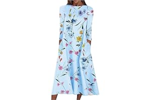 MICKURY Sommer Kleider Damen, Damen Schmetterling Gedruckt Kurzarm Midi Langes Kleid Lässig V Hals Knopf Tasche Langes Strandkleid