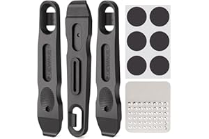 GEWAGE Démonte-pneu de vélo, kit de réparation de pneu de vélo avec 6 patchs pré-collés et limes métalliques, outil de changement de vélo pour la réparation des chambres à air de vélo.