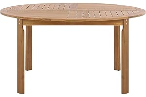 Beliani Table de Jardin Ronde 150 cm en Bois d'Acacia Clair Idéale pour Salle à Manger Extérieure au Style Rustique et Méditerranéen