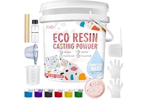 LIMINO Eco Resin Casting Powder - 1400g Ceramic Resin Powders Kit with 6pcs Pigments, Fast Curing, Easy to Demold, Water Mixed Activated - Toxic-Free, Odorless - Plaster Casting Kit for DIY Home Art Crafts