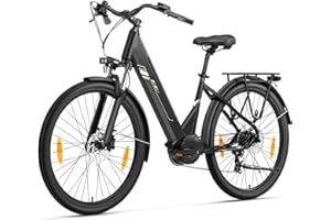 Touroll Urbano 3 Vélo Électrique Adulte, Moteur Central 250W 70Nm, Freins Disque Hydrauliques, Batterie Amovible 120km Autonomie, 27.5" Vélo électrique de Ville 7 Vitesses