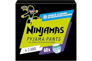 Pampers Ninjamas - Pantalones de pijama unisex, naves espaciales, 4-7 años, 60 pantalones de pijama, 17 kg - 30 kg, protección contra fugas durante toda la noche