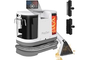 PlayDen Polsterreiniger Gerät Nasssauger Waschsauger, 450W Waschsauger Teppichreiniger, 12Kpa Polsterreiniger Gerät Mit Tierhaarbürste für Sofa, Teppich, Polster Autositze und Treppen (Weißgrau)