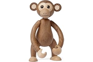 Spring Copenhagen Jolly - Lustiger Holz-AFFE | Holzfigur | 10.8 x 4.2 x 5.8 cm | Kinderzimmer-Schmuck | Holz (FSC-Eiche und Ahorn) | Holzfigurinen Kollektion | Design von Chresten Sommer