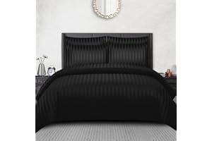 Pamposh Set copripiumino super king size a righe satinate, qualità alberghiera, biancheria da letto ipoallergenica ultra morbida in microfibra