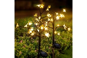 MXJFYY Solarlampen für Außen Garten, 2 Stück 20 LEDs Kirschblüten Garten Gartenlampen Draußen, 2 Modes Wasserdicht Solarleuchten, Blumen Gartendeko für Yard Rasen Draußen Weihnachten