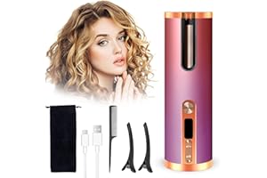 Unipampa Kabelloser Automatischer Lockenstab, Lockenstäbe Automatischer, Ceramic Lockenwickler, Schnurlose Lockenstäbe, USB Aufladen und Tragbare, 6 Temperatur 6 Zeiteinstellung, Für Den Heimsalon