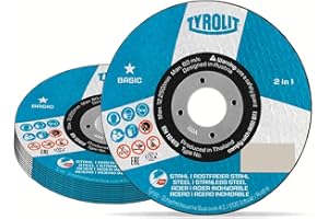 TYROLIT 222997 BASIC 2in1 115mm Metal Cutting Discs for Steel and Stainless Steel, Cut Off Wheels, Angle Grinder Discs, 115 x 2.5 x 22.23 mm, 25-Pack