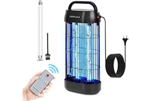 EUQQZU Lampada Antizanzare Elettrica, 18W 1800V UV Zanzariera Elettrica con Timer Telecomando, IPX4 Lampada Trappola per Zanzare 80m² Repellente che Riduce Efficacemente gli Insetti Volanti per Uso Interno
