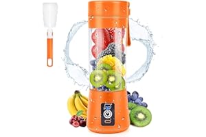 MIAOKE Mixeur portable pour smoothie, mixeur personnel avec 6 lames en 3D, presse-agrumes rechargeable par USB, pour maison, bureau, extérieur, Orange