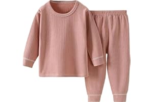 Hikewin Unisex Kids Thermal Underwear Sets Boys Girls Winter Base Layer Top & Bottom Fleece Cotton Warm Soft Underwear Pajamas 6Months-11Years