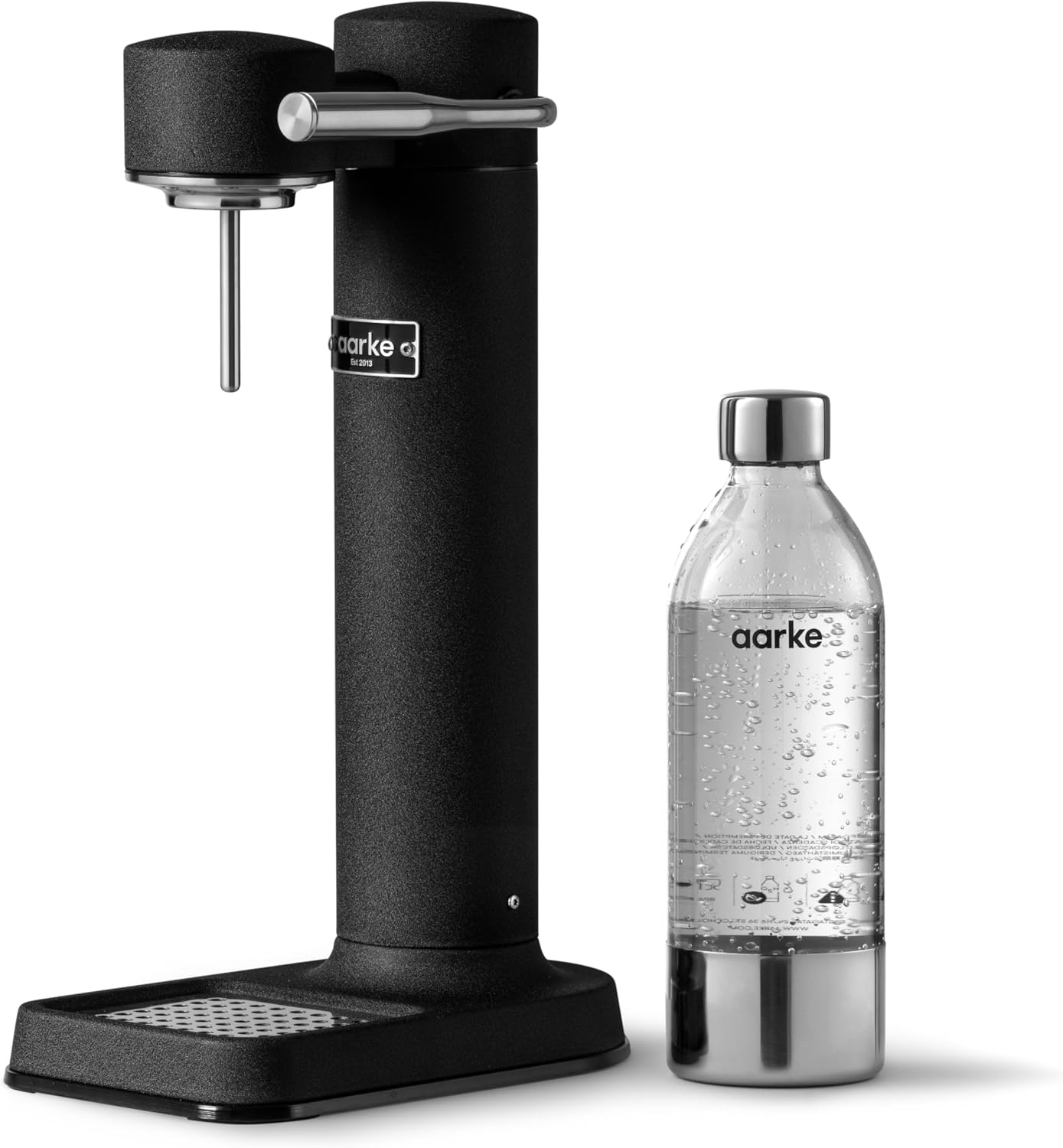Aarke Carbonator 3, Máquina para hacer Agua con Gas en Acero Inoxidable, incluye Botella 800ml, Acabado en Negro