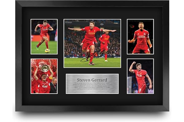 HWC Trading FR A3 Steven Gerrard Liverpool Cadeaux imprimés photo autographe signée pour les fans de football et les supporters - A3 Encadré