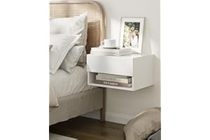 HEYZOEY Floating Bedside Table Vertical Floating Nightstand Small Modern Side Table Retro End Table, Vertical White