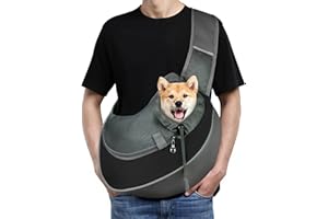 AUYAO Bolso Bandolera para Perros, Mochilas para Perros Pequeños, Trasportines Perro Pequeño con Correa Ajustable y Bolsillos, Cierre de Cremallera, Cómodo y Transpirable, para Viajar, Negro