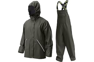 Navis Marine Men’s PRO Rain Suit Set – Heavy Duty Waterproof Jacket & Bib Trousers with Reflective Strips for Outdoor Workwear, Fishing & Extreme Weather WS-005