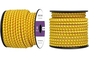 Abma Cord Cuerda Elástica 6mm 10M Cuerda de Lona Cuerda de Goma Cuerda Tensora Cuerda Expansora - Amarillo&Rojo