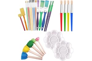 KSVFTB 26 Pcs Kids Paint Brushes, Childrens Paint Brushes And Kids Paint Palette, Colorful Paint Brush Set Kids In Various Sizes For Watercolor, Oil, Acrylic Paints, Diy Art