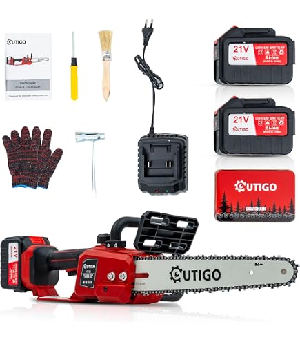 Motosega Elettrica A Batteria 12 Pollici – Brushless, 2 Batterie 5000mAh, Capacità Taglio 26 Cm – Per Potatura, Giardinaggio, Taglio Legno