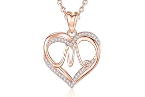 INFUSEU Collar Colgante Letra A-Z Alfabeto Capital Joyería Doble Corazón Inicial Collares Zirconia Cúbico CZ para Mujeres Regalos Románticos, Cadena de 20 Pulgadas